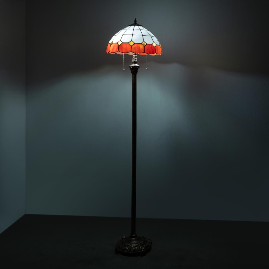 Brilagi - Lampada da terra in vetro Tiffany SIENNA 2xE27/60W/230V