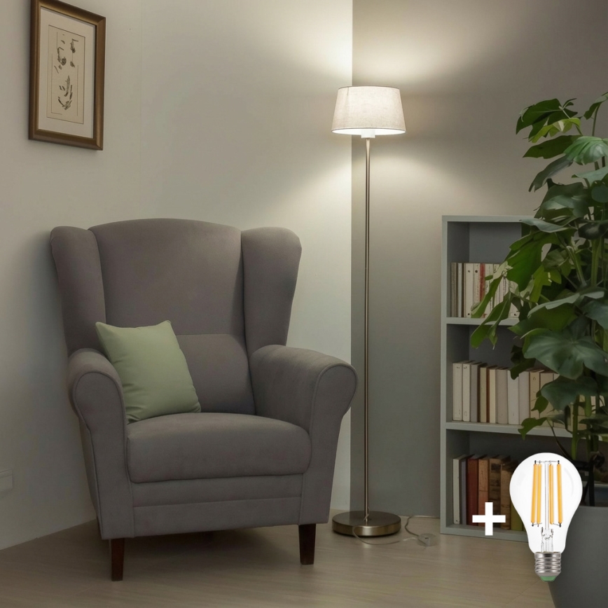 Brilagi - Lampada da terra LED CERIA 1xE27/40W/230V diametro 30 cm bianco/cromo opaco