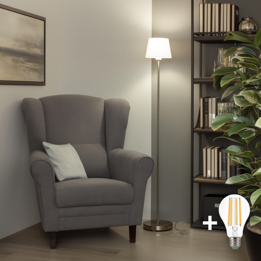 Brilagi - Lampada da terra LED CERIA 1xE27/40W/230V Ø 20,5 cm bianco/cromo opaco