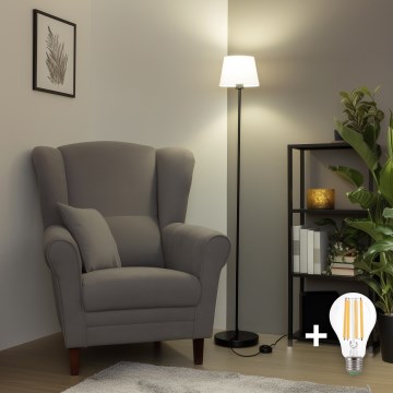 Brilagi - Lampada da terra LED CERIA 1xE27/40W/230V Ø 20,5 cm bianco/nero