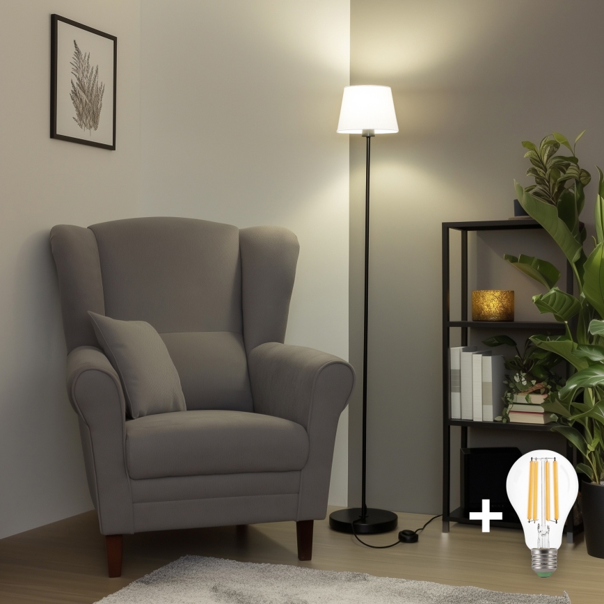 Brilagi - Lampada da terra LED CERIA 1xE27/40W/230V Ø 20,5 cm bianco/nero