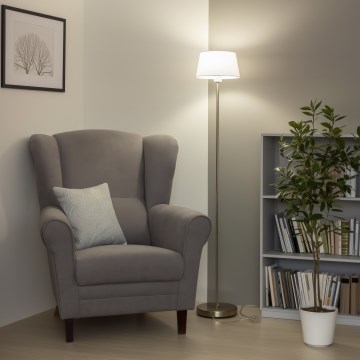 Brilagi - Lampada da terra LED CERIA 1xE27/40W/230V Ø 25 cm bianco/cromo satinato