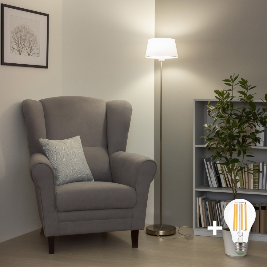 Brilagi - Lampada da terra LED CERIA 1xE27/40W/230V Ø 25 cm bianco/cromo satinato