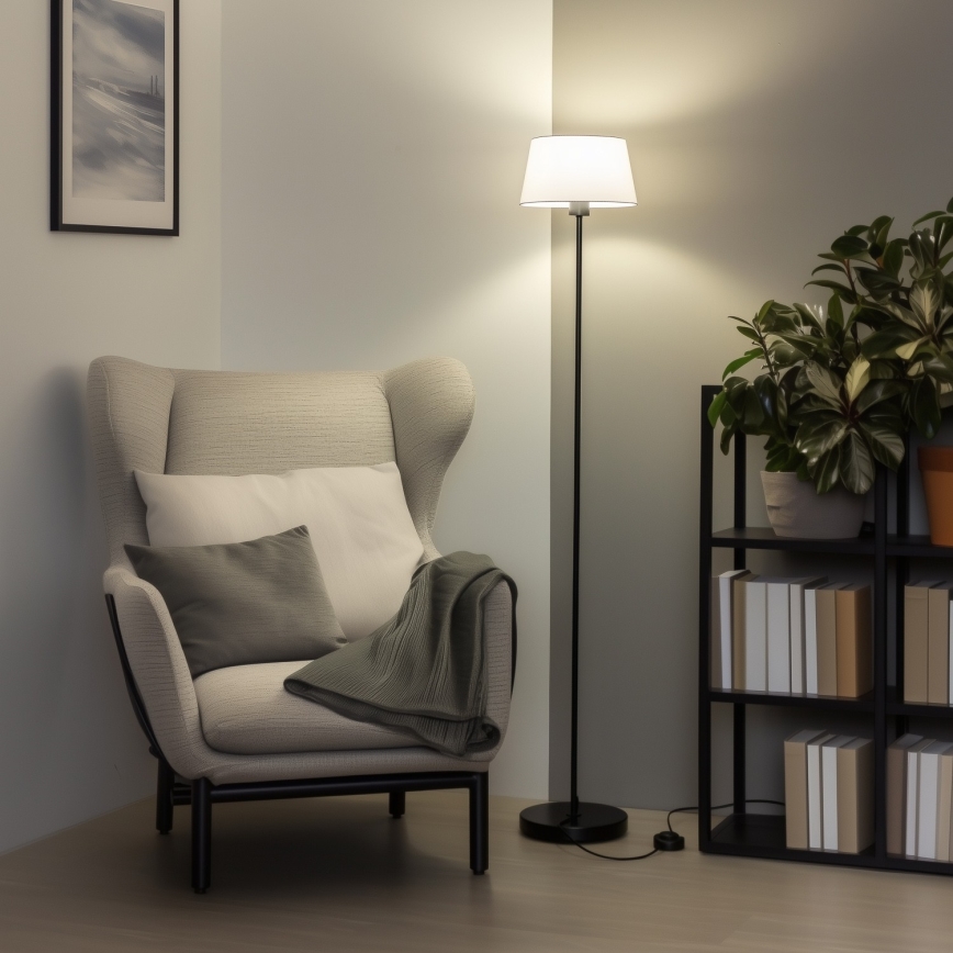 Brilagi - Lampada da terra LED CERIA 1xE27/40W/230V Ø 25 cm bianco/nero