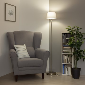 Brilagi - Lampada da terra LED CERIA 1xE27/40W/230V Ø 25 cm grigio/cromo opaco