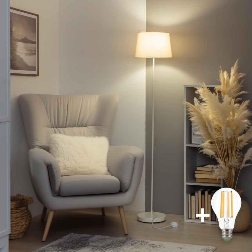 Brilagi - Lampada da terra LED CERIA 1xE27/40W/230V Ø 30 cm beige/bianco