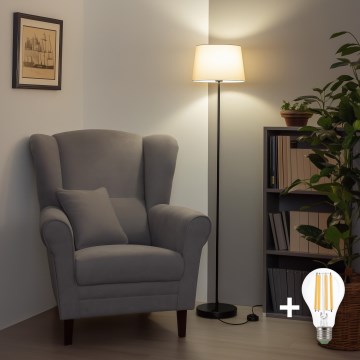 Brilagi - Lampada da terra LED CERIA 1xE27/40W/230V Ø 30 cm beige/nera