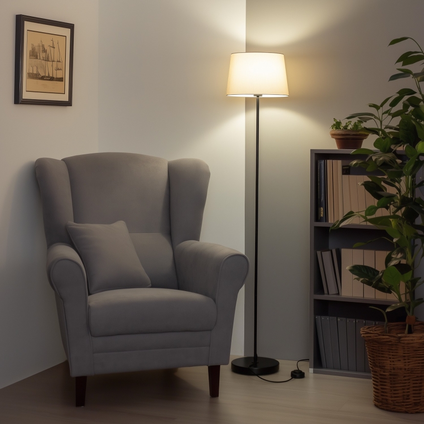 Brilagi - Lampada da terra LED CERIA 1xE27/40W/230V Ø 30 cm beige/nera