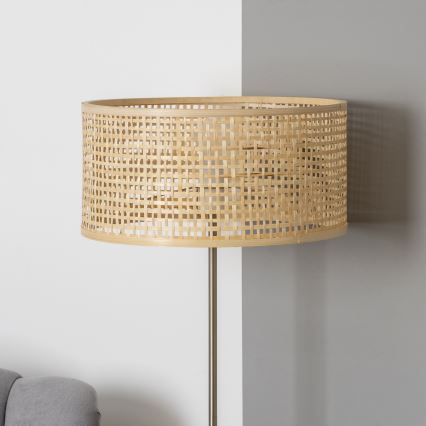 Brilagi - Lampada da terra LED CERIA 1xE27/40W/230V Ø 40 cm bambù/cromo opaco