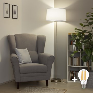 Brilagi - Lampada da terra LED CERIA 1xE27/40W/230V Ø 45 cm bianco/cromo opaco