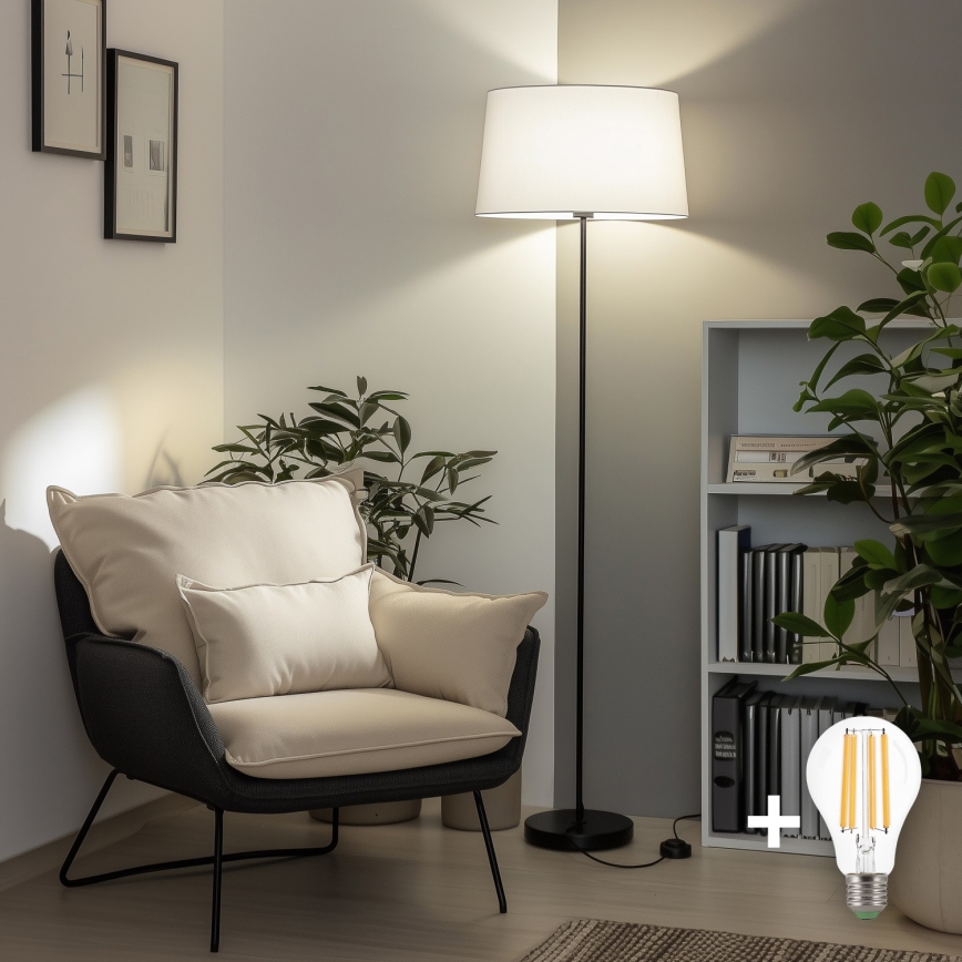 Brilagi - Lampada da terra LED CERIA 1xE27/40W/230V Ø 45 cm bianco/nero