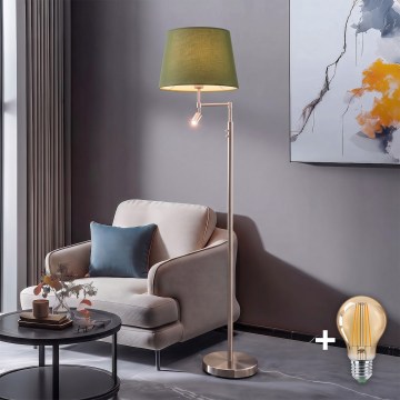 BRILAGI - Lampada da terra LED CERIA 1xE27/60W/230V + LED/2,1W, Ø 30 cm cromo opaco/verde