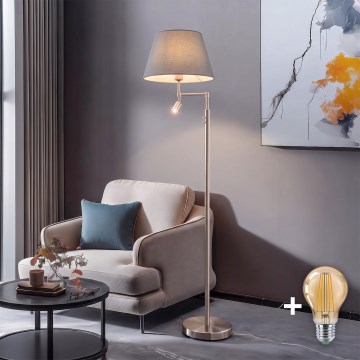 BRILAGI - Lampada da terra LED CERIA 1xE27/60W/230V + LED/2,1W Ø 45 cm cromo opaco/grigio
