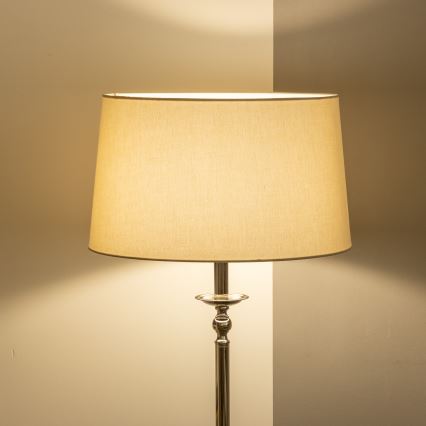 Brilagi - Lampada da terra LED CERIA 1xE27/60W/230V Ø 45 cm cromo lucido/beige