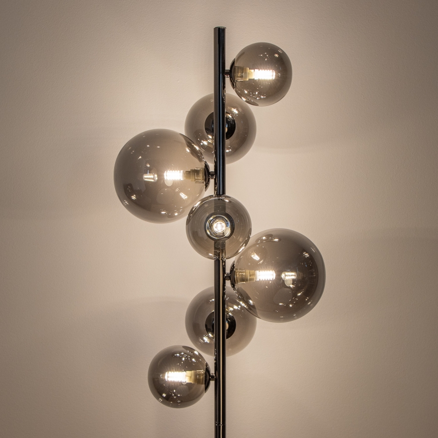 Brilagi - Lampada da terra LED MILLA 7xG9/3W/230V nero cromato/vetro fumé