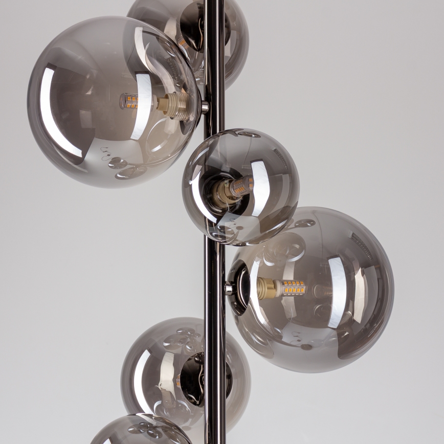 Brilagi - Lampada da terra LED MILLA 7xG9/3W/230V nero cromato/vetro fumé