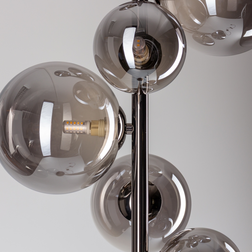 Brilagi - Lampada da terra LED MILLA 7xG9/3W/230V nero cromato/vetro fumé