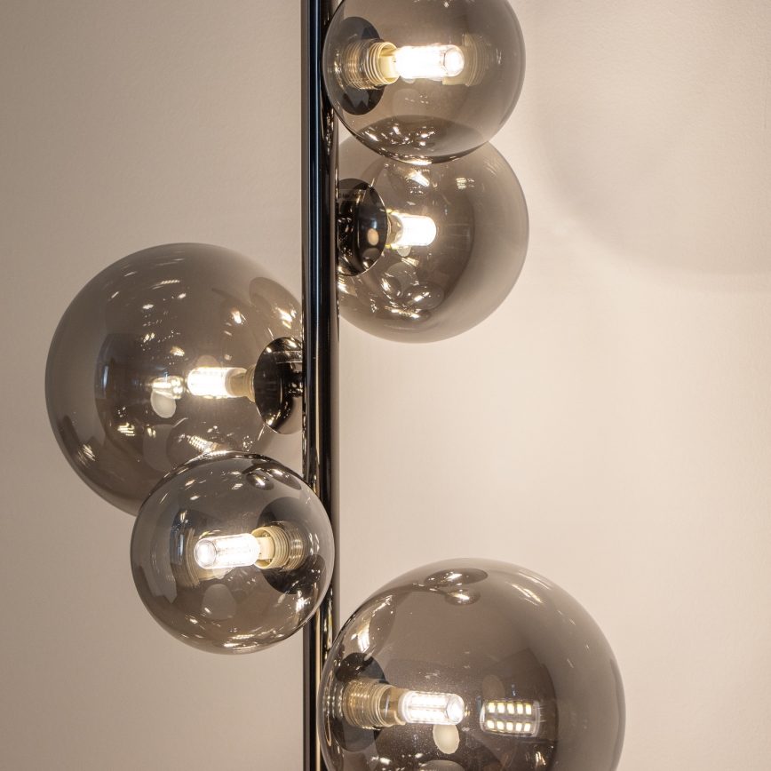 Brilagi - Lampada da terra LED MILLA 7xG9/3W/230V nero cromato/vetro fumé
