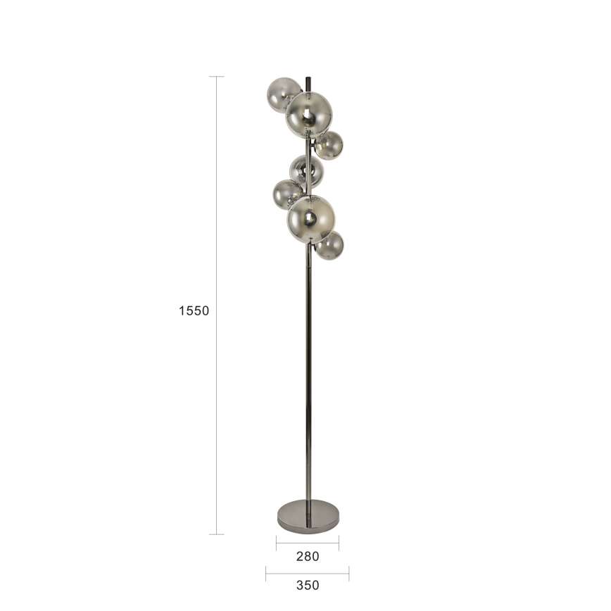 Brilagi - Lampada da terra LED MILLA 7xG9/3W/230V nero cromato/vetro fumé