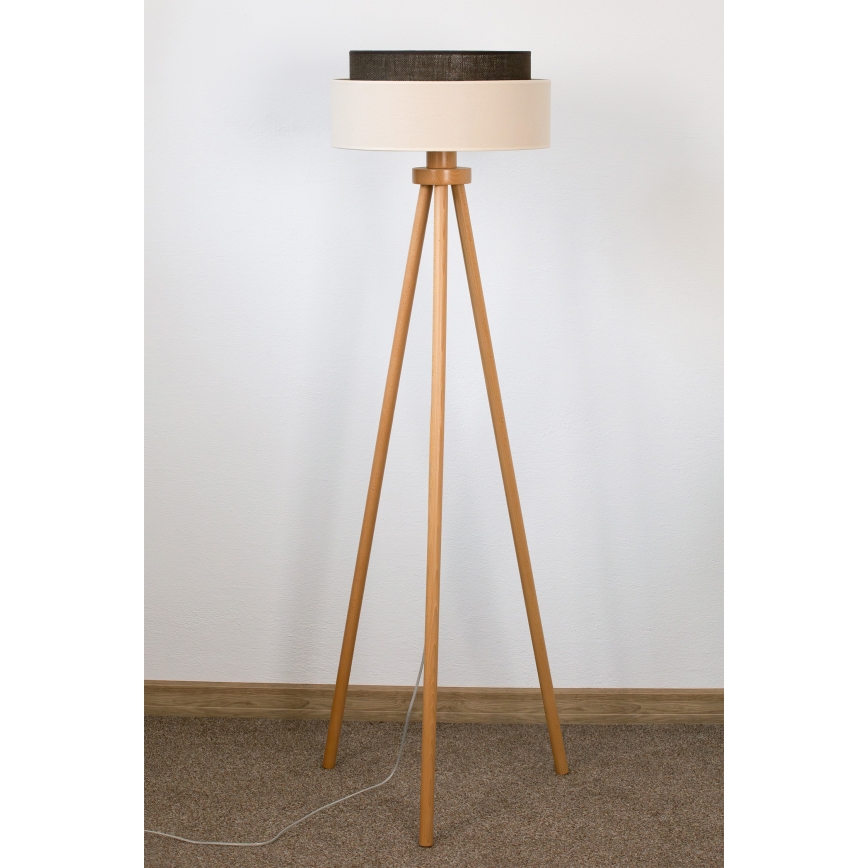 Brilagi - Lampada da terra LED Stile BOHO 1xE27/15W/230V crema/marrone