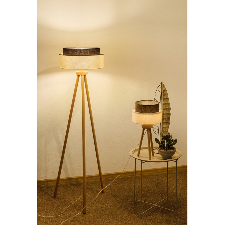 Brilagi - Lampada da terra LED Stile BOHO 1xE27/15W/230V crema/marrone
