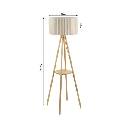 Brilagi - Lampada da terra NORDIC WAVE 1xE27/15W/230V legno di hevea/lino