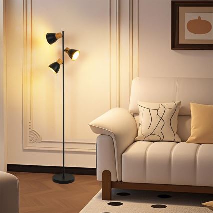 Brilagi - Lampada da terra ODENSE 3xE14/10W/230V legno/nero