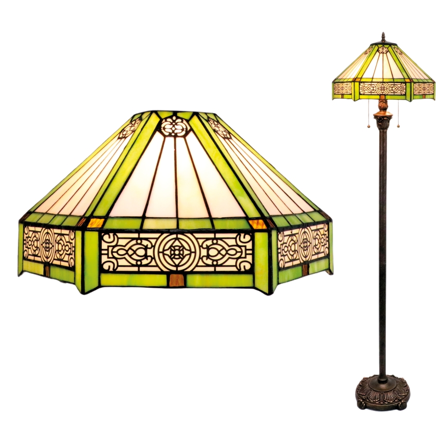 BRILAGI - lampada da terra Tiffany in vetro colorato EMERALD 2xE27/60W/230V