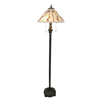 Brilagi - Lampada da terra Tiffany in vetro colorato FOLIA 2xE27/60W/230V