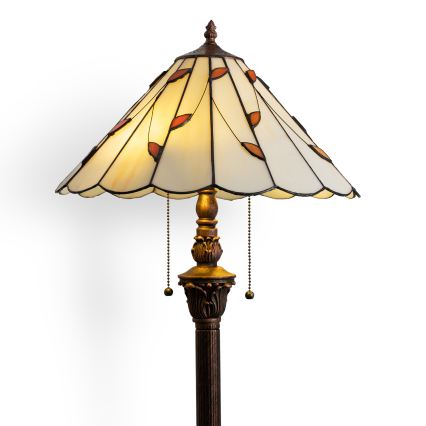 Brilagi - Lampada da terra Tiffany in vetro colorato FOLIA 2xE27/60W/230V