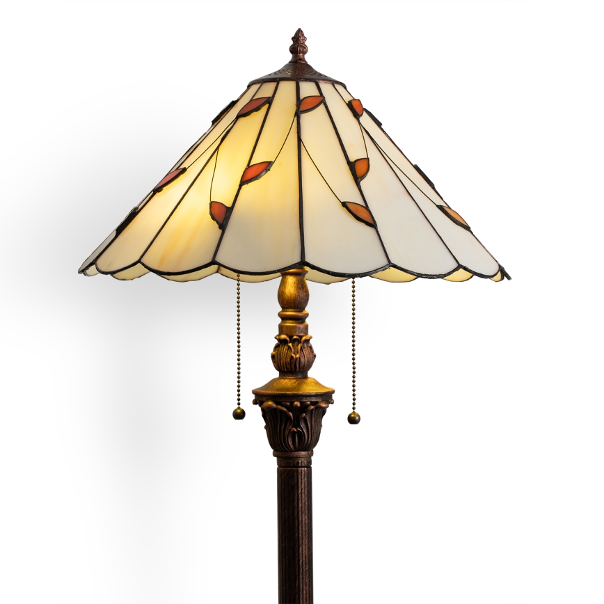 Brilagi - Lampada da terra Tiffany in vetro colorato FOLIA 2xE27/60W/230V