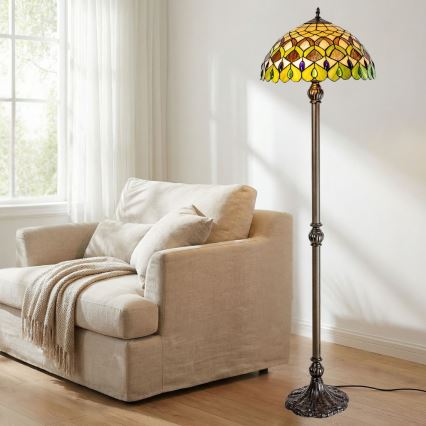 Brilagi - Lampada da terra Tiffany MARGARET 2xE27/60W/230V