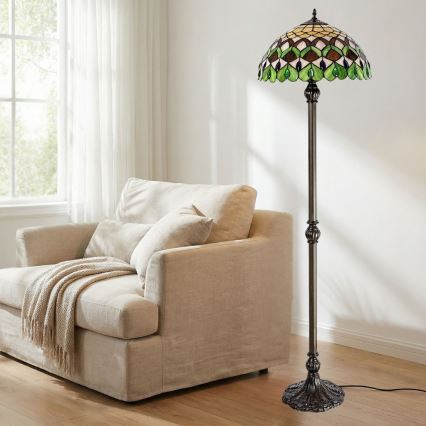 Brilagi - Lampada da terra Tiffany MARGARET 2xE27/60W/230V