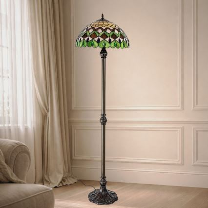 Brilagi - Lampada da terra Tiffany MARGARET 2xE27/60W/230V
