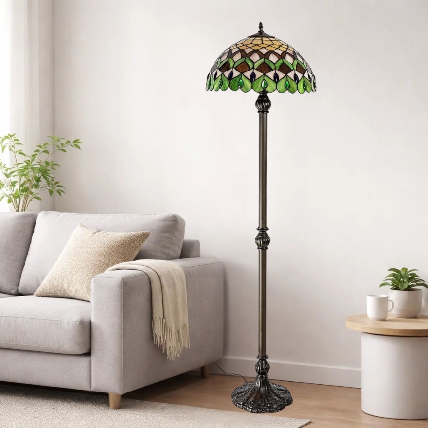 Brilagi - Lampada da terra Tiffany MARGARET 2xE27/60W/230V