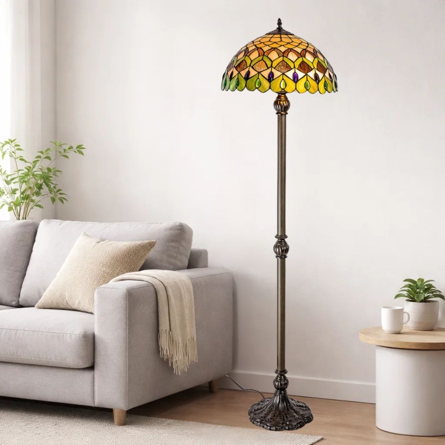 Brilagi - Lampada da terra Tiffany MARGARET 2xE27/60W/230V
