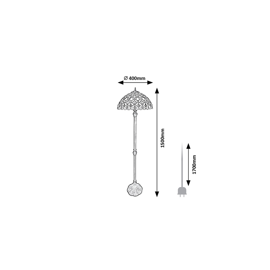 Brilagi - Lampada da terra Tiffany MARGARET 2xE27/60W/230V