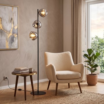 Brilagi - Lampada da terra VULCANO 3xG9/8W/230V nero/nero fumé