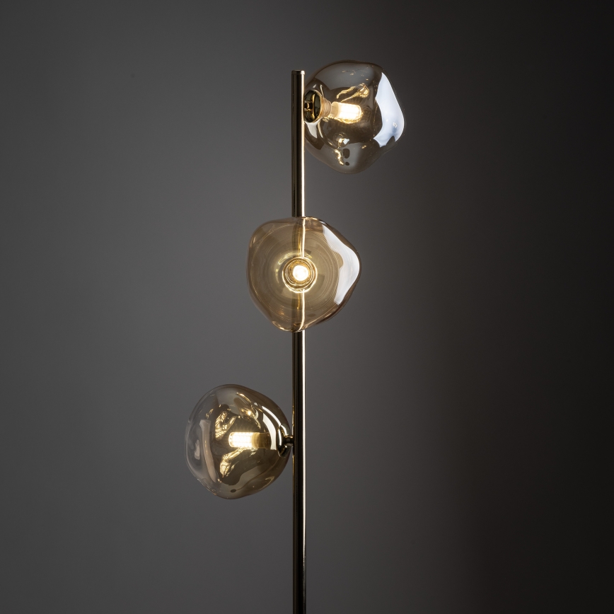 Brilagi - Lampada da terra VULCANO 3xG9/8W/230V oro/beige fumé