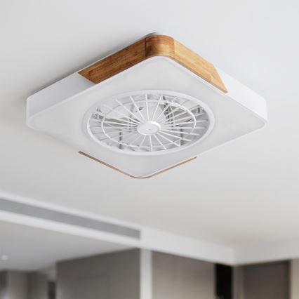 Brilagi - Plafoniera LED dimmerabile con ventilatore LED/38W/230V 3000-6500K 3000-6500K 50x50 cm bianco/rovere + telecomando