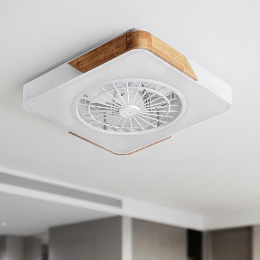 Brilagi - Plafoniera LED dimmerabile con ventilatore LED/38W/230V 3000-6500K 3000-6500K 50x50 cm bianco/rovere + telecomando