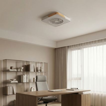 Brilagi - Plafoniera LED dimmerabile con ventilatore LED/38W/230V 3000-6500K 3000-6500K 50x50 cm bianco/rovere + telecomando