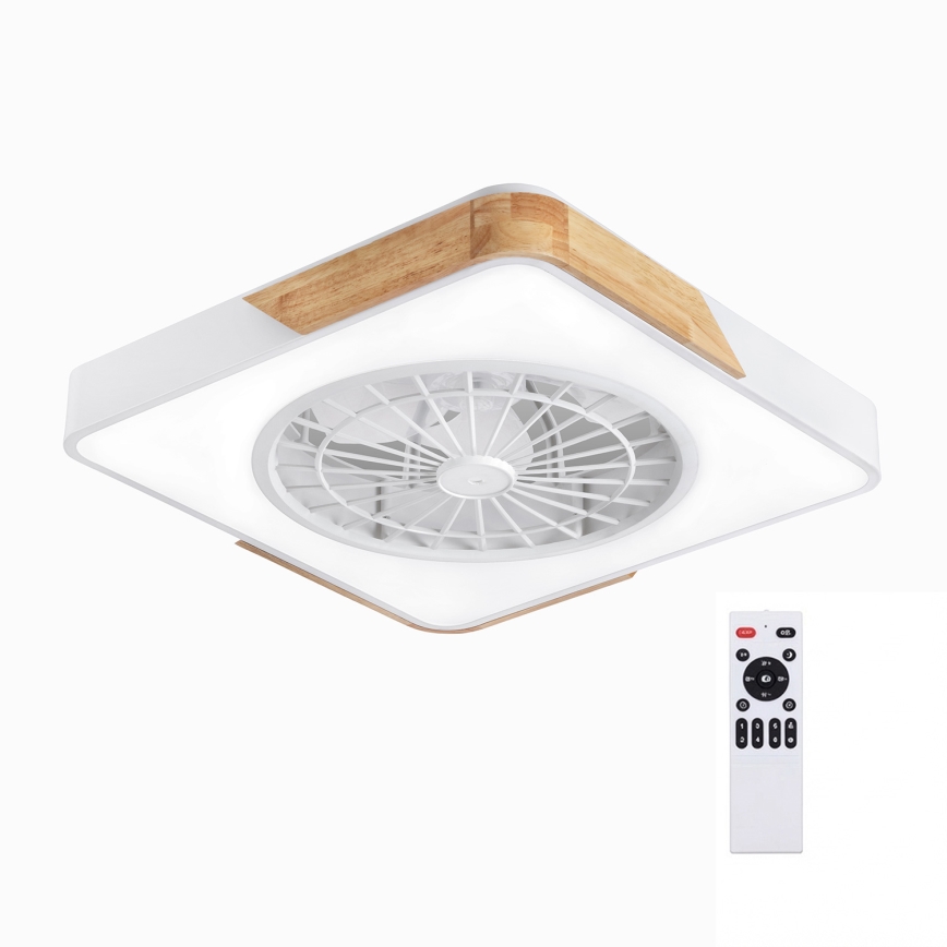 Brilagi - Plafoniera LED dimmerabile con ventilatore LED/38W/230V 3000-6500K 3000-6500K 50x50 cm bianco/rovere + telecomando