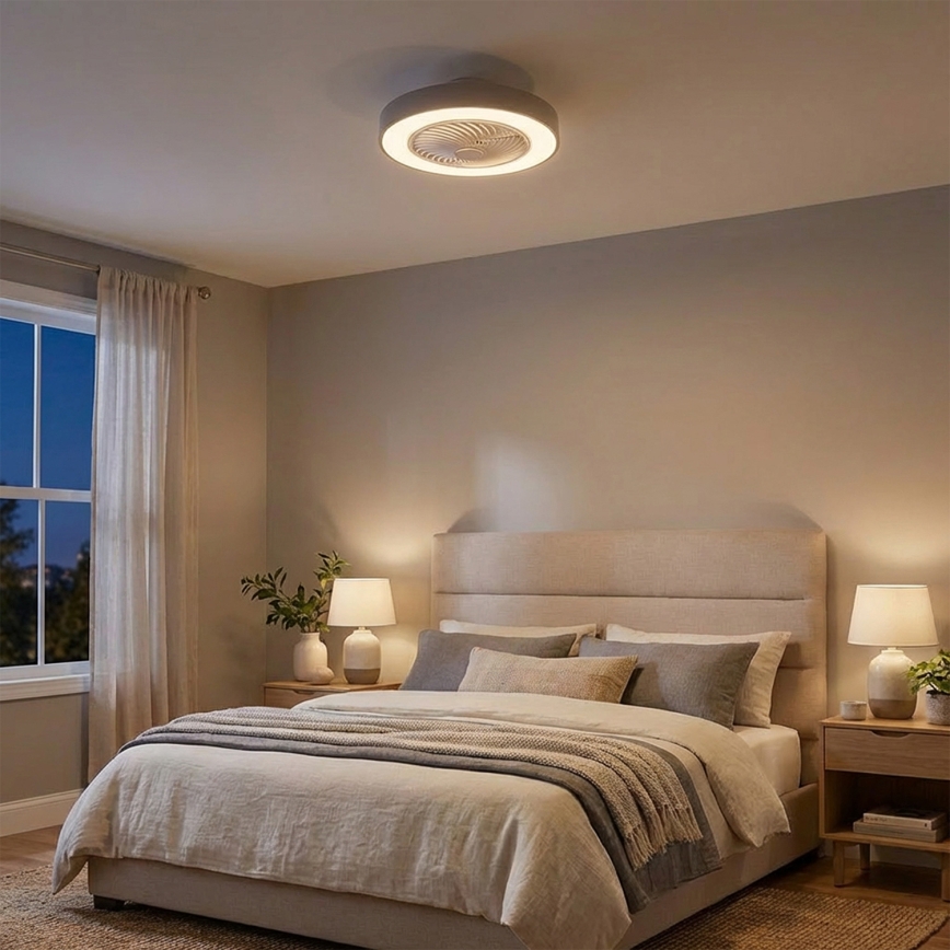 Brilagi - Plafoniera LED dimmerabile con ventilatore LED/38W/230V 3000-6500K 3000-6500K Ø 50 cm grigia + telecomando