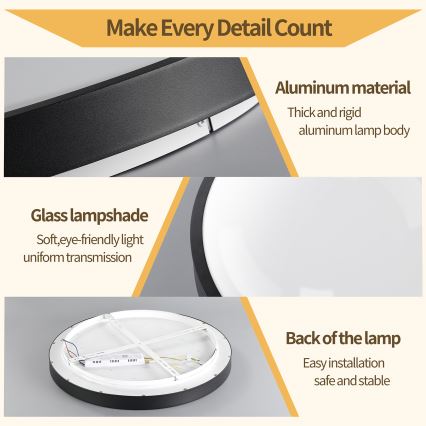 Brilagi - Plafoniera dimmerabile a LED GLASS POOL DOUBLE LED/60W/230V 3000-6000K 50 cm nero + telecomando