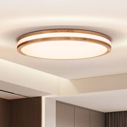Brilagi - Plafoniera a LED dimmerabile MOLINA LED/60W/230V 3000-6500K rovere Ø 58 cm + telecomando