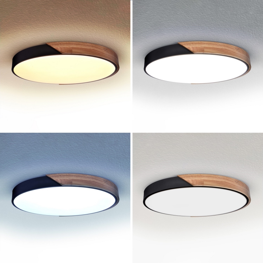 Brilagi - Plafoniera dimmerabile a LED PILANA LED/60W/230V rovere/nero Ø 58,5 cm + telecomando