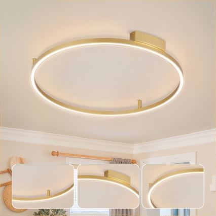 Brilagi - Plafoniera dimmerabile a LED PORTOFINO LED/60W/230V 3000-6000K diam. 80 cm dorata + telecomando