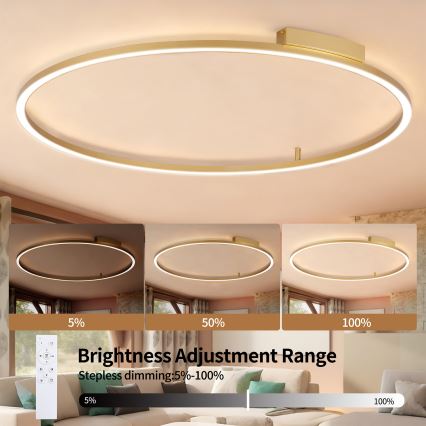 Brilagi - Plafoniera a LED dimmerabile PORTOFINO LED/85W/230V 3000-6000K Ø 120 cm oro + telecomando