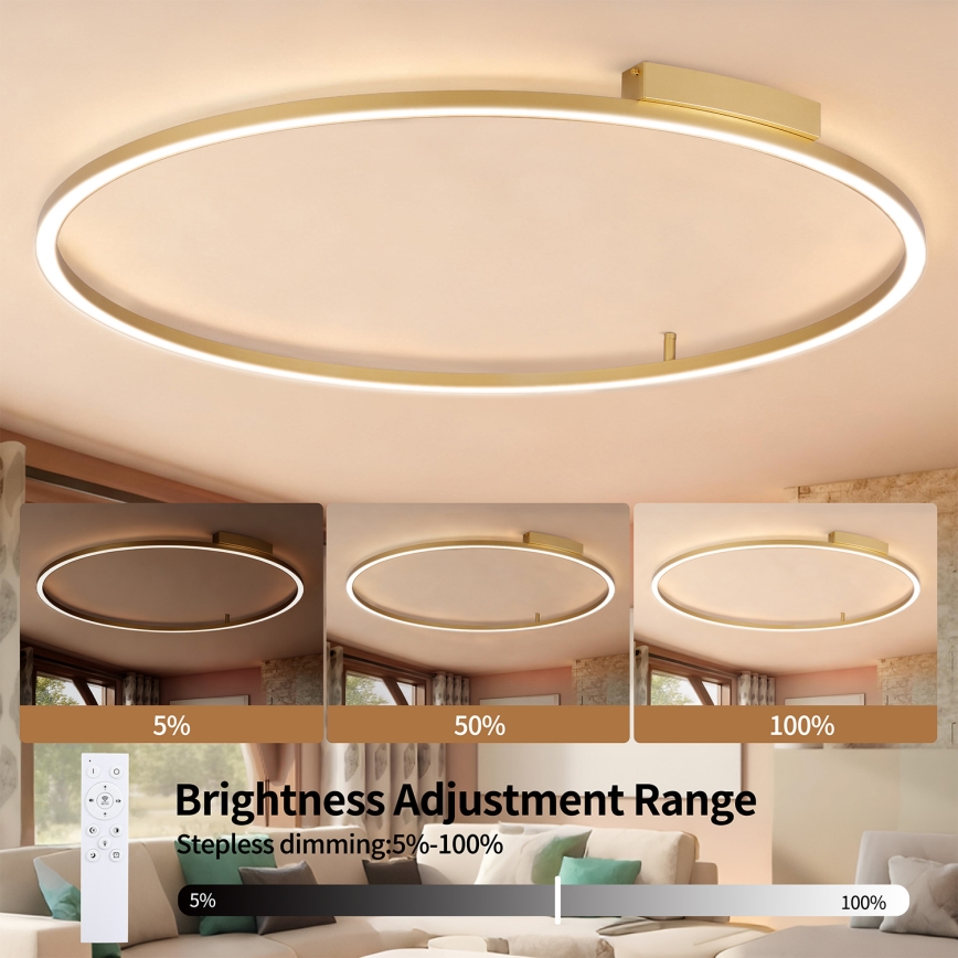 Brilagi - Plafoniera a LED dimmerabile PORTOFINO LED/85W/230V 3000-6000K Ø 120 cm oro + telecomando